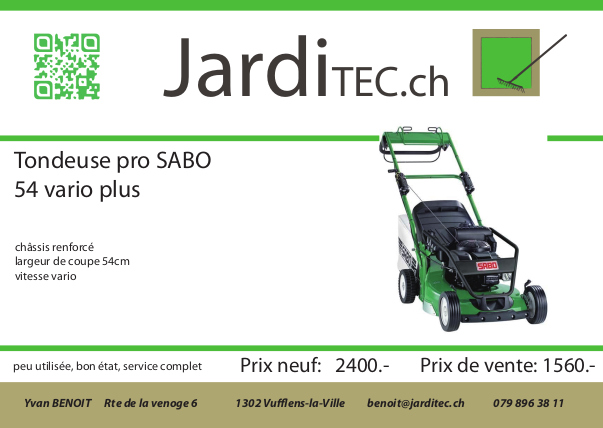 Occasion Jarditec.ch : Tondeuse